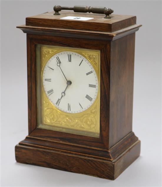 A 19th century French rosewood cased timepiece 17cm